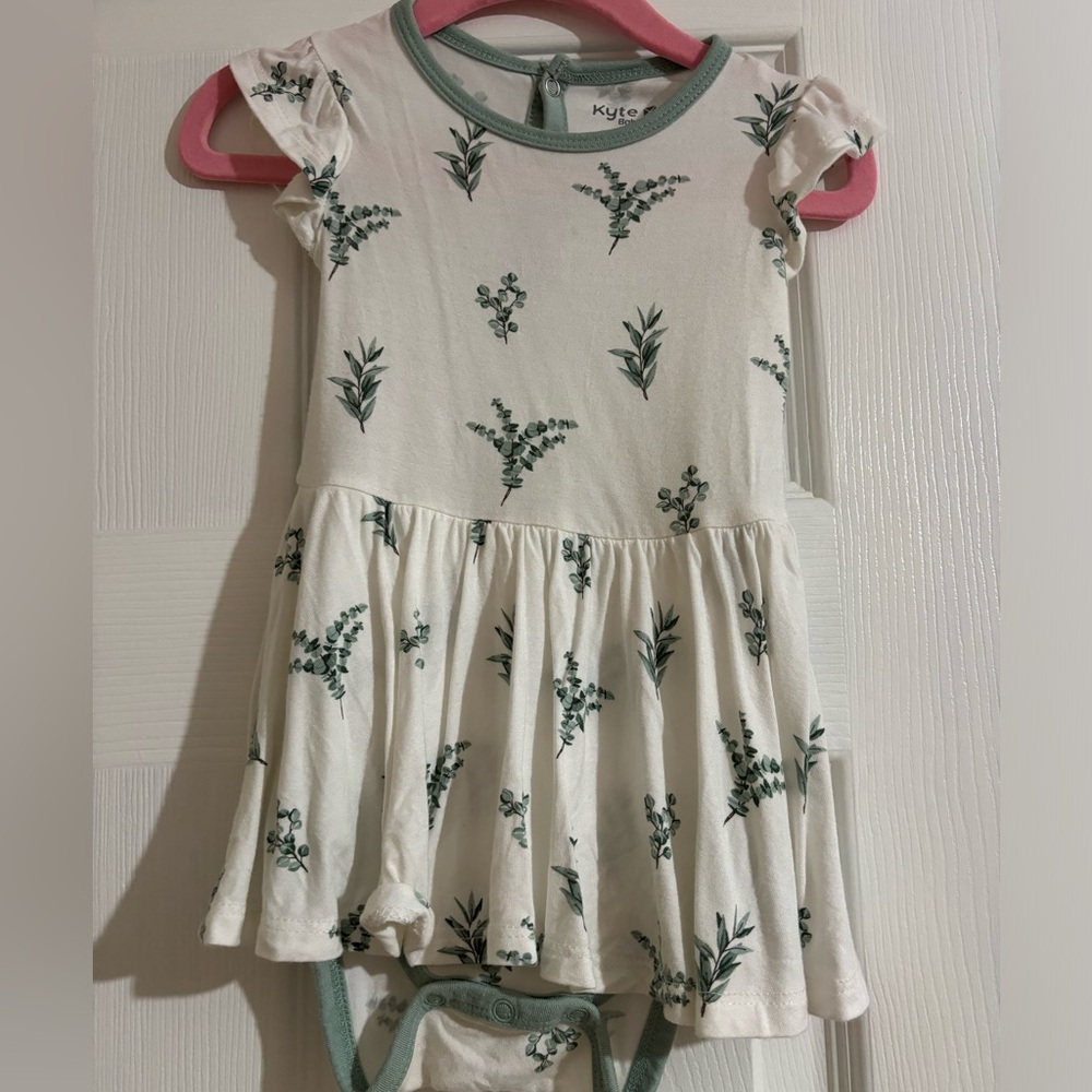 Kyte baby Twirl bodysuit dress in Eucalyptus